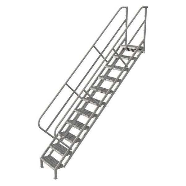 142 1/2 in Stair Unit, Steel, 11 Steps, Gray Powder Coated Finish, 450 lb Load Capacity
