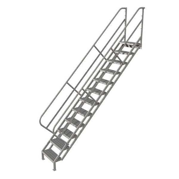 152 in Stair Unit, Steel, 12 Steps, Gray Powder Coated Finish, 450 lb Load Capacity