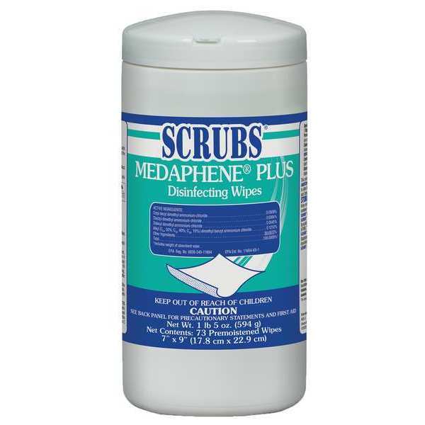 Disinfecting Wipes, White, Canister, Healthcare Surfaces, 65 Wipes, 7 in x 9 in, Citrus