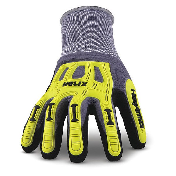Hi-Vis Cut Resistant Coated Gloves, A1 Cut Level, Nitrile, 3XL, 1 PR