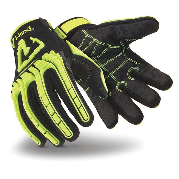 Hi-Vis Cut Resistant Impact Gloves, A1 Cut Level, Uncoated, S, 1 PR