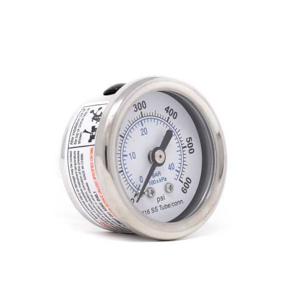 Pressure Gauge, 0 to 600 psi, 1/8 in MNPT, Silver