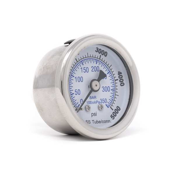 Pressure Gauge, 0 to 5000 psi, 1/8 in MNPT, Silver