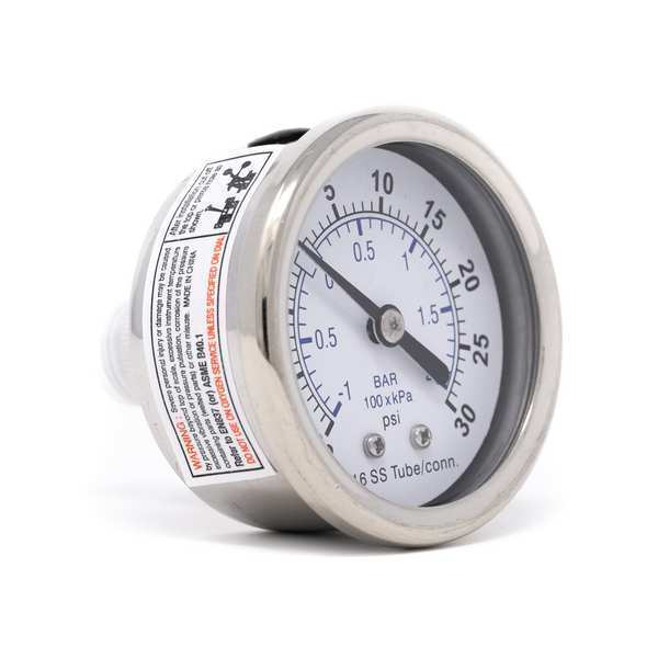 Compound Gauge, -30 to 0 to 30 in Hg/psi, 1/4 in MNPT, Silver