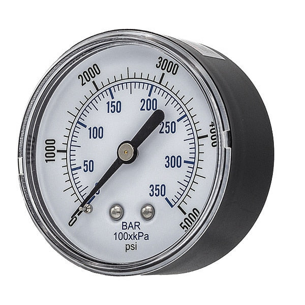 Pressure Gauge, 0 to 5000 psi, 1/4 in MNPT, Black