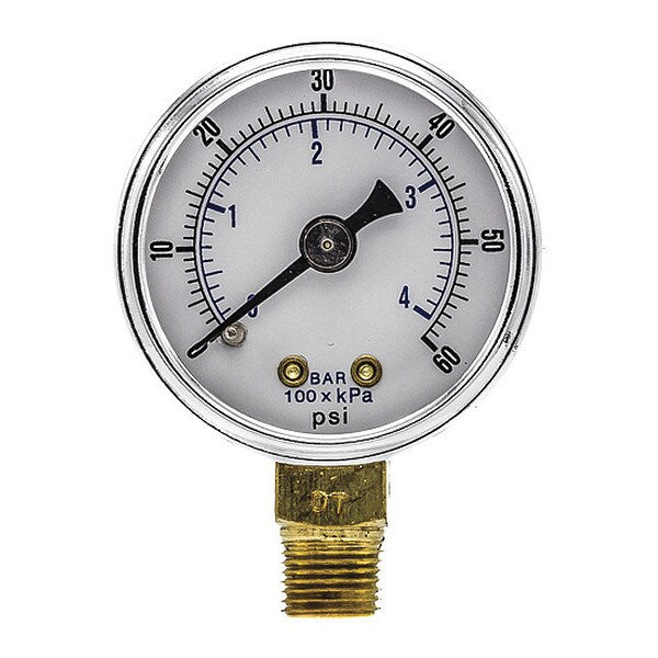 Pressure Gauge, 0 to 60 psi, 1/8 in MNPT, Black