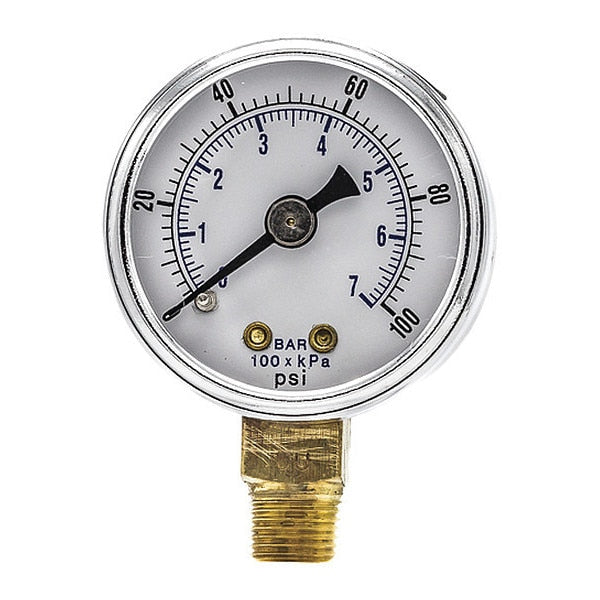 Pressure Gauge, 0 to 100 psi, 1/8 in MNPT, Black