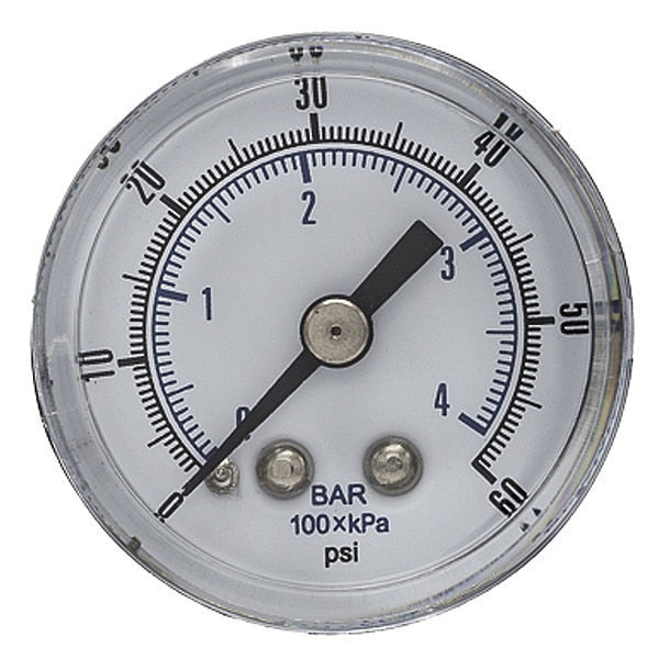 Pressure Gauge, 0 to 60 psi, 1/8 in BSPT, Black
