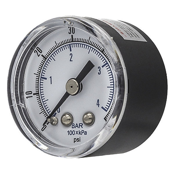 Pressure Gauge, 0 to 60 psi, 1/8 in BSPT, Black