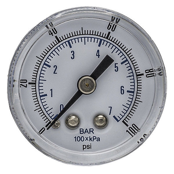 Pressure Gauge, 0 to 100 psi, 1/8 in BSPT, Black