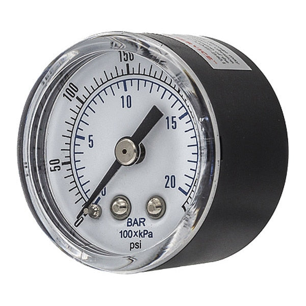Pressure Gauge, 0 to 300 psi, 1/8 in BSPT, Black
