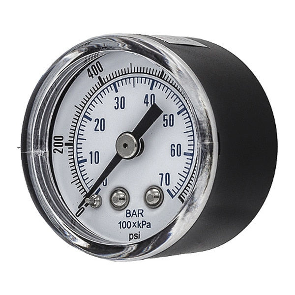Pressure Gauge, 0 to 1000 psi, 1/8 in MNPT, Black