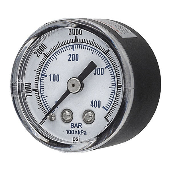 Pressure Gauge, 0 to 6000 psi, 1/8 in MNPT, Black