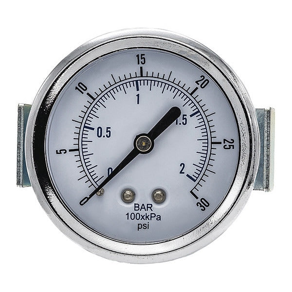Pressure Gauge, 0 to 30 psi, 1/8 in MNPT, Black
