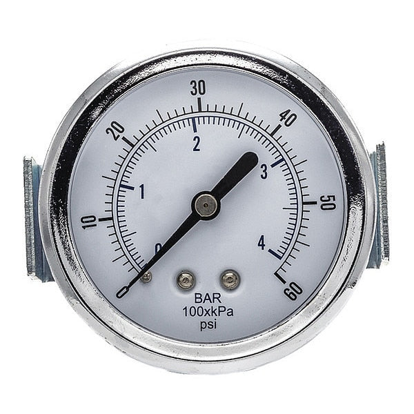 Pressure Gauge, 0 to 60 psi, 1/8 in MNPT, Black
