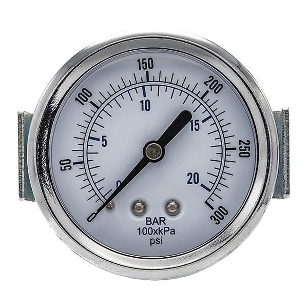 Pressure Gauge, 0 to 300 psi, 1/8 in MNPT, Black