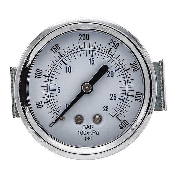 Pressure Gauge, 0 to 400 psi, 1/8 in MNPT, Black