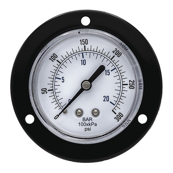 Pressure Gauge, 0 to 300 psi, 1/8 in MNPT, Black