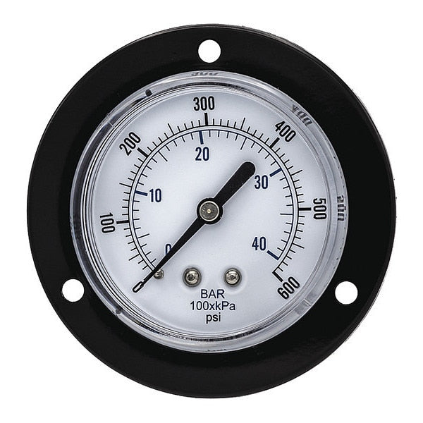 Pressure Gauge, 0 to 600 psi, 1/8 in MNPT, Black