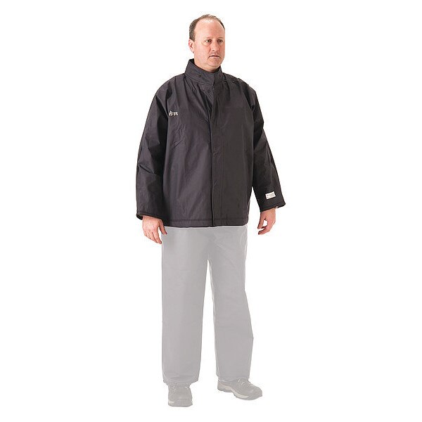 Flame Resistant Rain Jacket, PU, 4XL, Blue