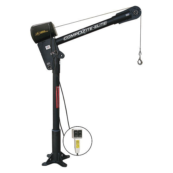Davit Crane, 20 in to 42 in Reach, 0 in to 540 in Lift Range, Black