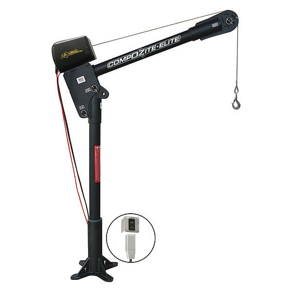Davit Crane, 20 in to 42 in Reach, 0 in to 540 in Lift Range, Black