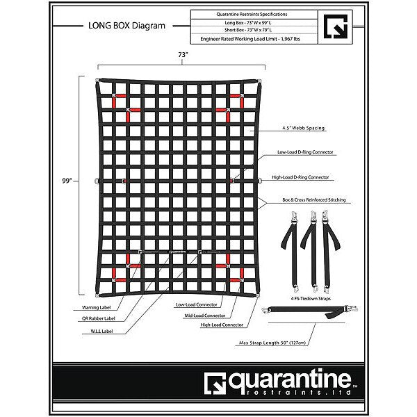 Cargo Net, Black, Polyester, 8 ft. 3