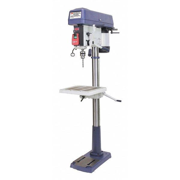 Floor Drill Press, Belt Drive, 1 hp, 230/460 V, 16 in Swing, 16 Speed