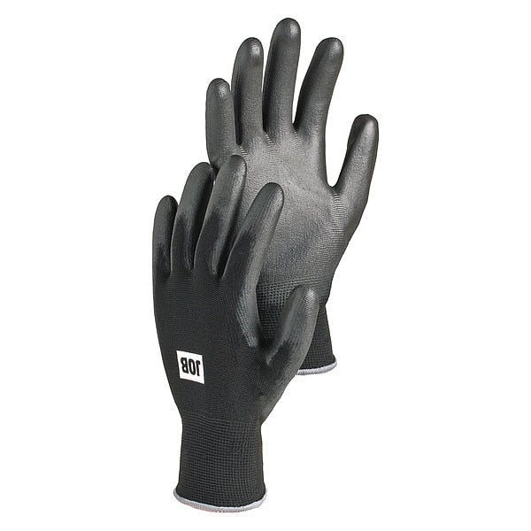 Polyurethane Coated Gloves, Palm Coverage, Black, XS, PR