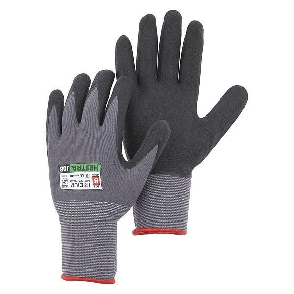 Nitrile Coated Gloves, Palm Coverage, Black/Gray, XS, PR