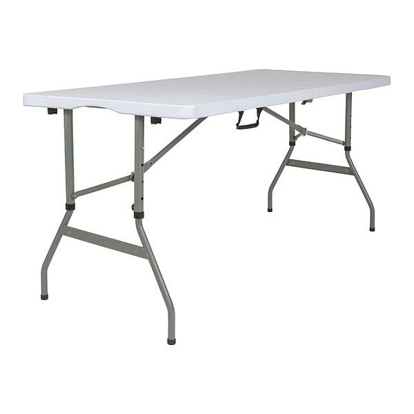 Rectangle Bi-Fold Table, Plstc, White, Adj., 30
