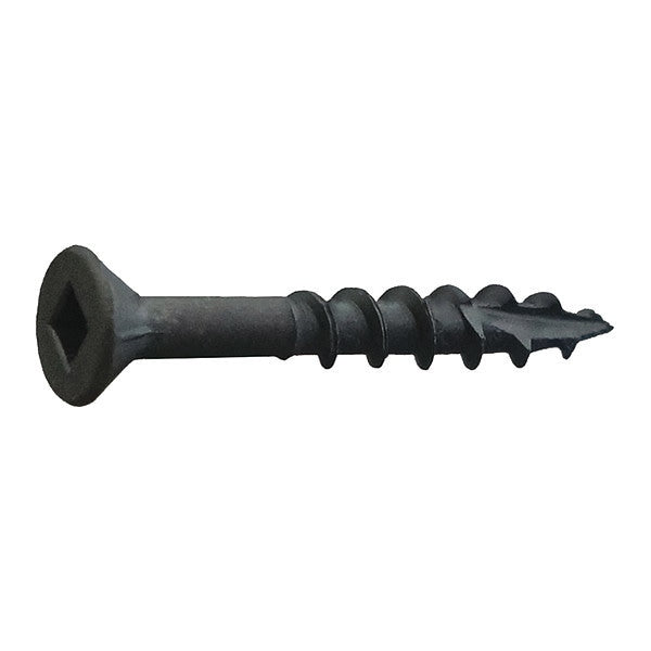 Wood Screw, #8, 2 in, Black Oxide Low Carbon Steel Flat Head Square Drive, 3500 PK