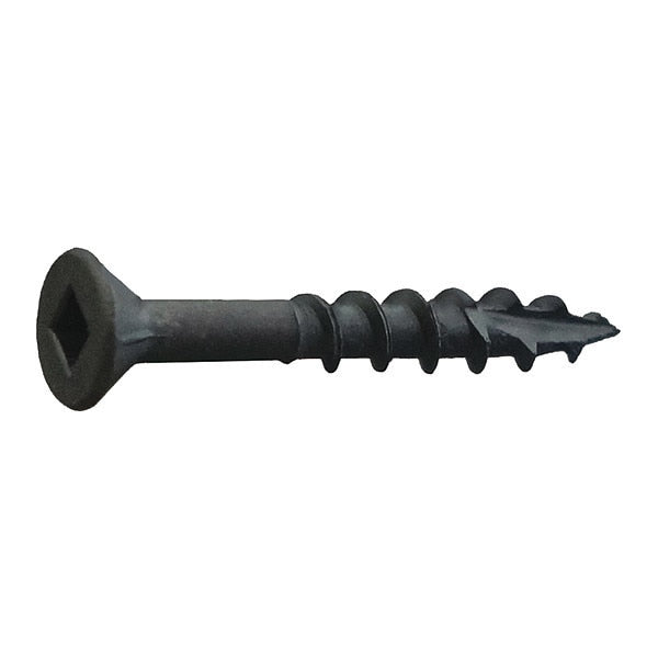 Wood Screw, #8, 1-1/4 in, Black Oxide Low Carbon Steel Flat Head Square Drive, 7500 PK