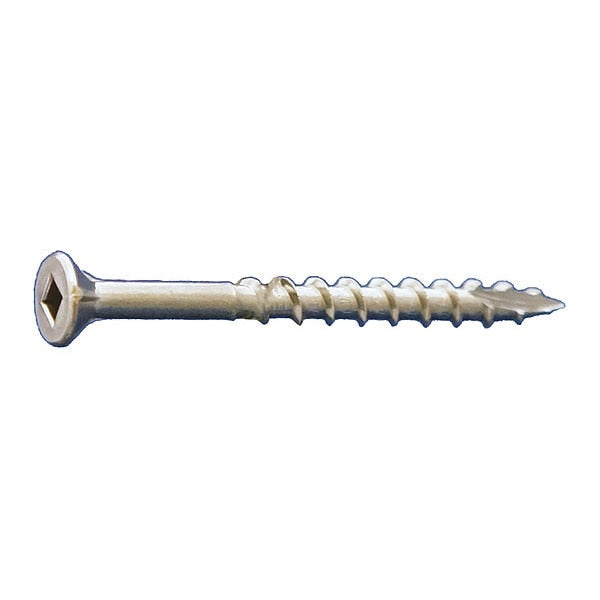 Deck Screw, #8 x 1-1/4 in, 18-8 Stainless Steel, Flat Head, Square Drive, 5000 PK