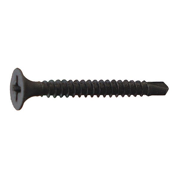 Self-Drilling Screw, #6 x 1 in, Phosphate Coated Steel Flat Head Phillips Drive, 10000 PK