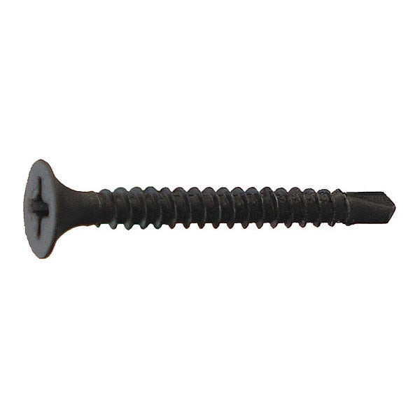 Self-Drilling Screw, #8 x 3 in, Phosphate Coated Steel Flat Head Phillips Drive, 2000 PK