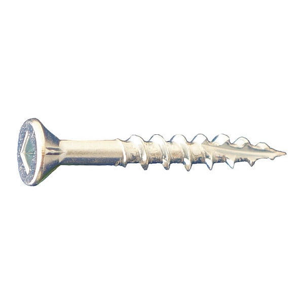Wood Screw, #8, 1-3/4 in, Zinc Plated Low Carbon Steel Flat Head Square Drive, 4000 PK