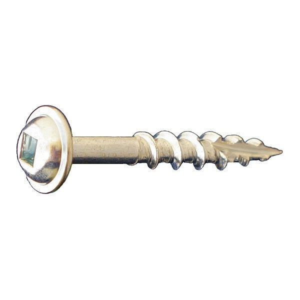 Wood Screw, #8, 1-1/4 in, Zinc Plated Low Carbon Steel Round Head Square Drive, 6000 PK
