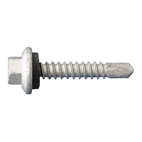 Self-Drilling Screw, #12 x 1 in, Dagger Guard Steel Hex Head Hex Drive, 3000 PK