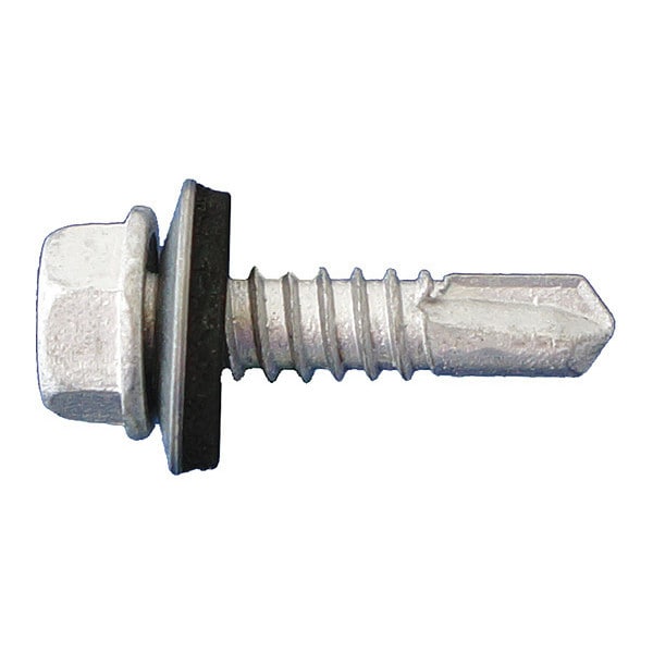 Self-Drilling Screw, #12 x 3/4 in, Dagger Guard Steel Hex Head Hex Drive, 3000 PK