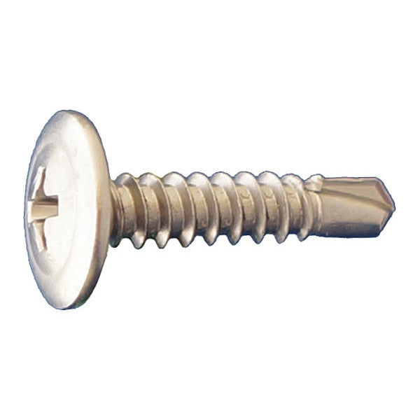 Self-Drilling Screw, #8 x 1 in, 410 Stainless Steel Truss Head Phillips Drive, 5000 PK