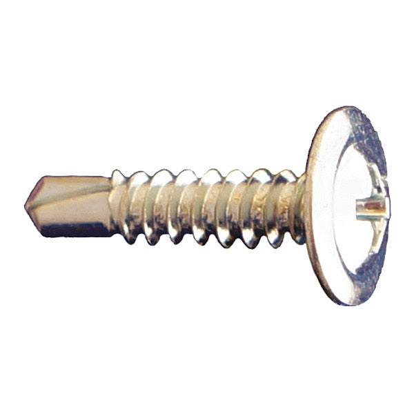 Self-Drilling Screw, #8 x 1-1/4 in, Clear Zinc Plated Steel Truss Head Phillips Drive, 5000 PK