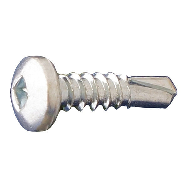 Self-Drilling Screw, #8 x 1/2 in, Clear Zinc Plated Steel Pan Head Square Drive, 10000 PK