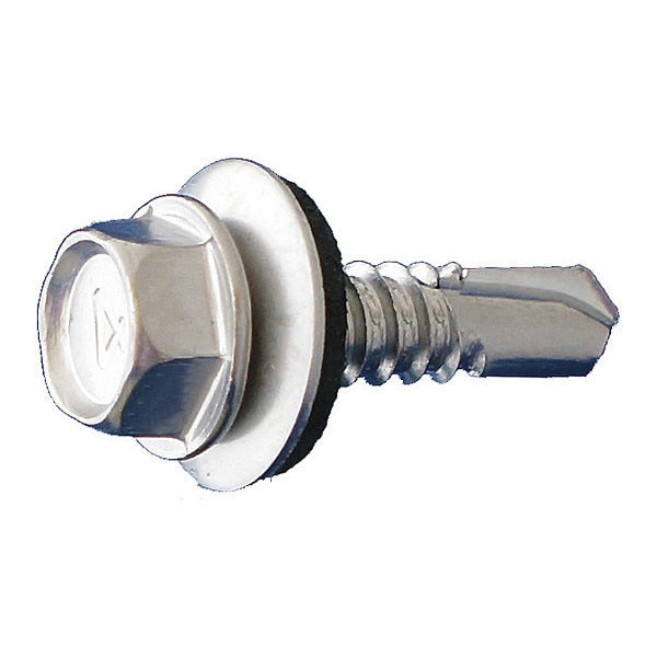 Self-Drilling Screw, #8 x 1 in, 410 Stainless Steel Hex Head Hex Drive, 3500 PK