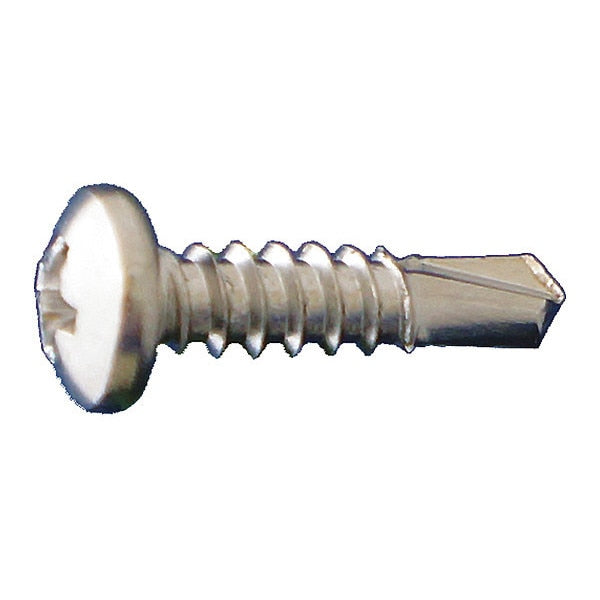 Self-Drilling Screw, #8 x 1/2 in, 410 Stainless Steel Pan Head Phillips Drive, 10000 PK