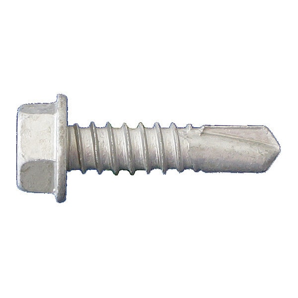 Self-Drilling Screw, #10 x 1-1/4 in, Dagger Guard Steel Hex Head Hex Drive, 3500 PK