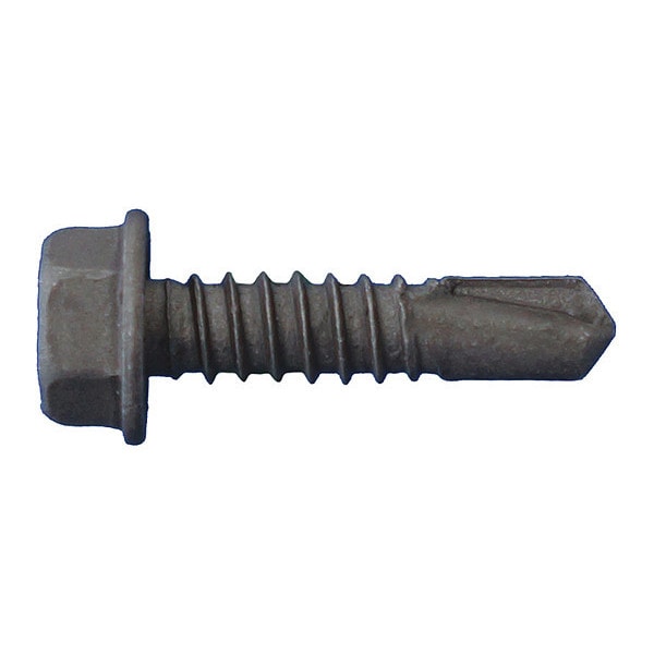 Self-Drilling Screw, #8 x 3/4 in, Dagger Guard Bronze Coating Steel Hex Head Hex Drive, 10000 PK