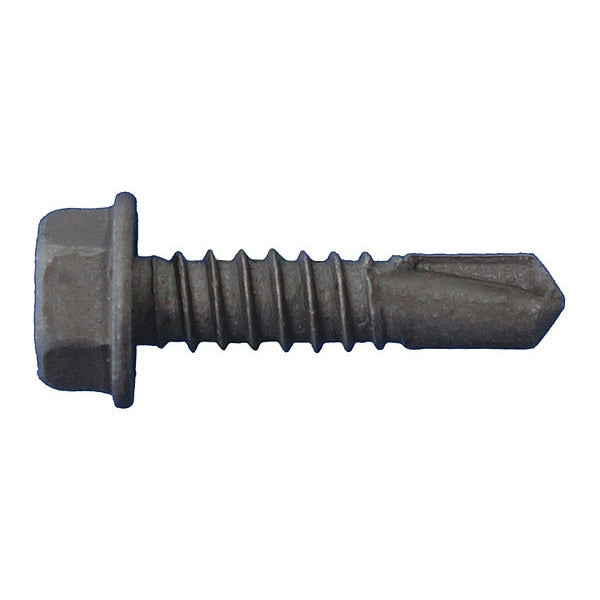 Self-Drilling Screw, #10 x 2 in, Dagger Guard Bronze Coating Steel Hex Head Hex Drive, 2000 PK