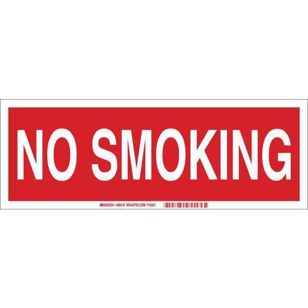 No Smoking Sign, 5 in H, 14 in W, Polyester, Rectangle, English, 88418