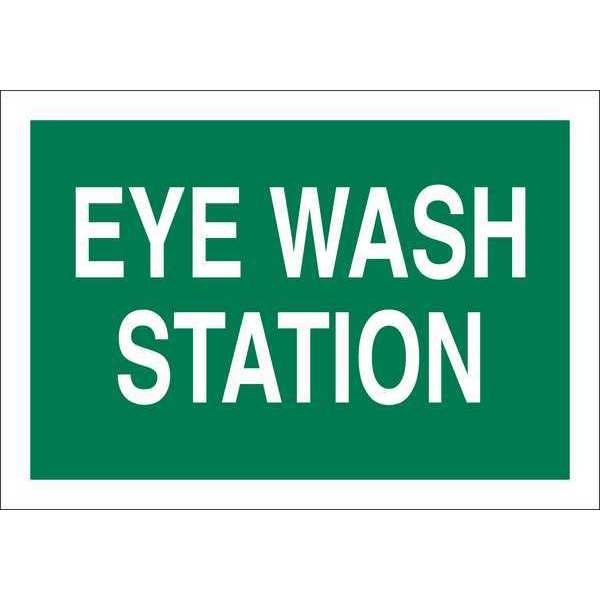 Eye Wash Sign, 7 in Height, 10 in Width, Plastic, Rectangle, English